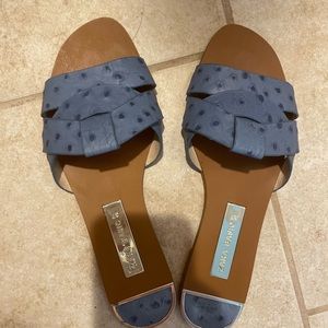 Zara periwinkle blue ostrich sandal